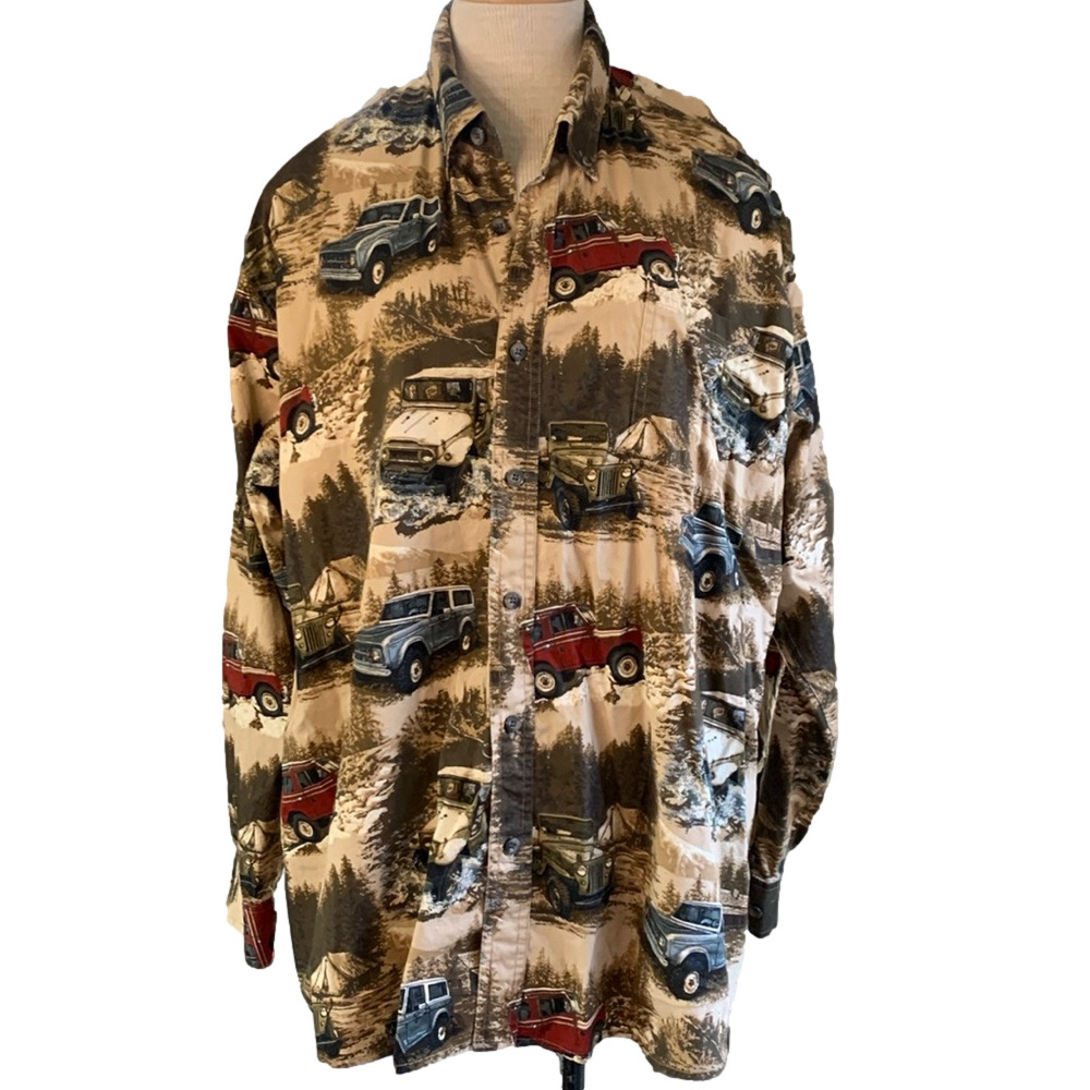 Redhead sz XL cotton button down long sleeve shirt with jeeps